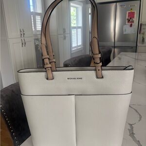 Michael Kors Cream and Tan Tote Bag
